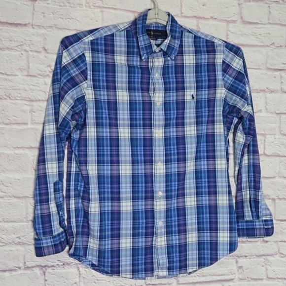 Ralph Lauren Long Sleeve Performance Plaid Button-Down Casual Shirt Large - Picture 1 of 7